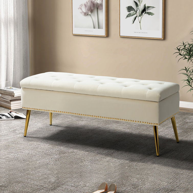 Throggs upholstered flip top 2024 storage bench